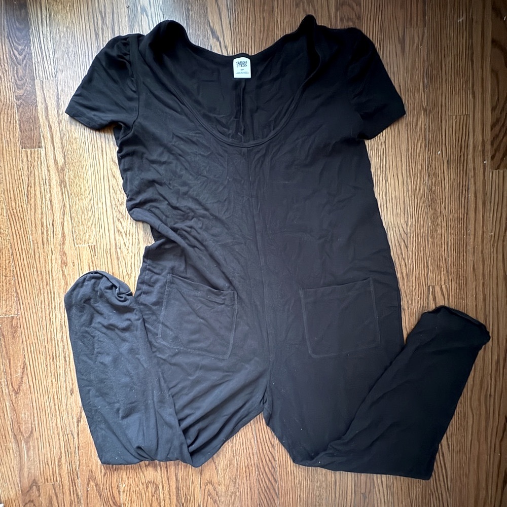 Smash + Tess Short-sleeve Romper, Black, Small